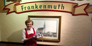 Bavarian Inn Co-Founder Dorothy Zehnder displays the MSA Shoe, the symbol to ‘kick’ MSA – Multiple System Atrophy - through education, patient support and promising research.  Employee donations from the restaurant’s Company Giving Program this year will be directed to the Defeat MSA Foundation.
