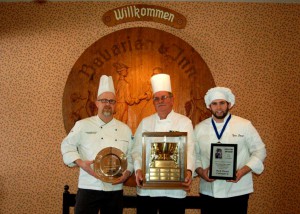(L. to R.) Bavarian Inn Executive Chef Phil Fahrenbruch, Bavarian Inn Lodge Purchasing Manager Mark Brooks and Bavarian Inn Sous Chef Tyler Stark show off their culinary awards.